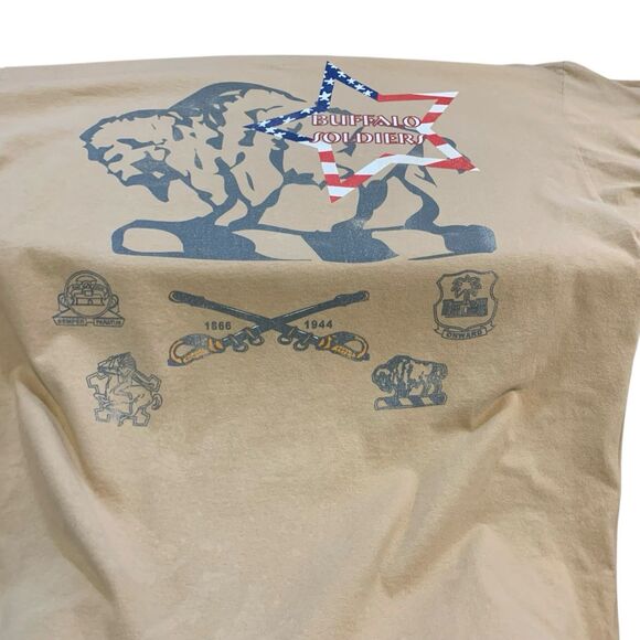 Authentic First Star Buffalo Soldiers T-Shirt 9th & 10th Cavalry 2XL Brown - Picture 4 of 10